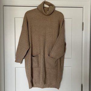 MNG tan sweater dress with pockets, Size XL